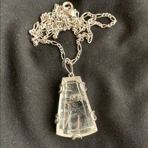 Rutilated Quartz Silver Necklace (pendant & chain)